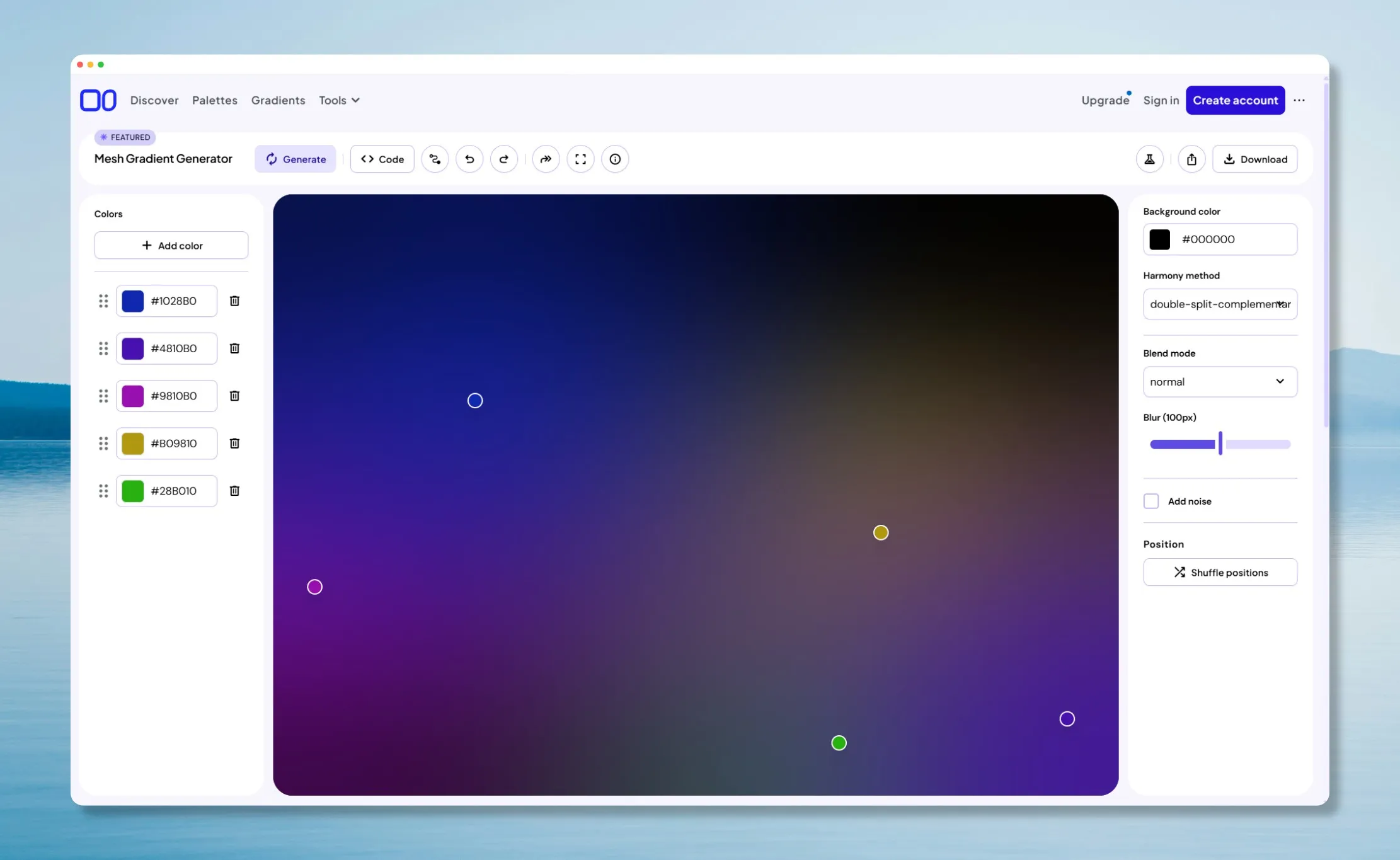 Colorffy mesh Gradient Generator