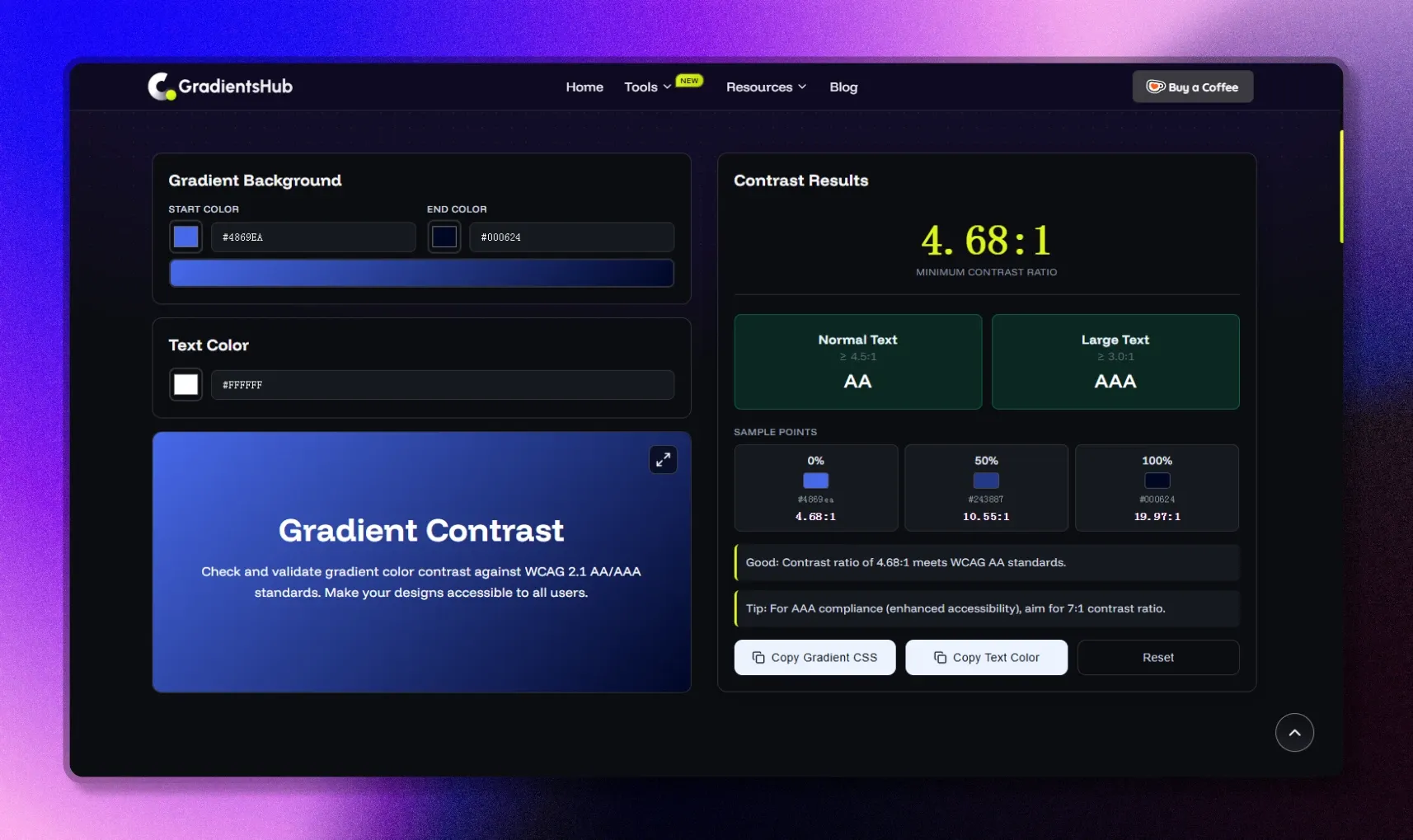 Gradient Color Contrast Checker