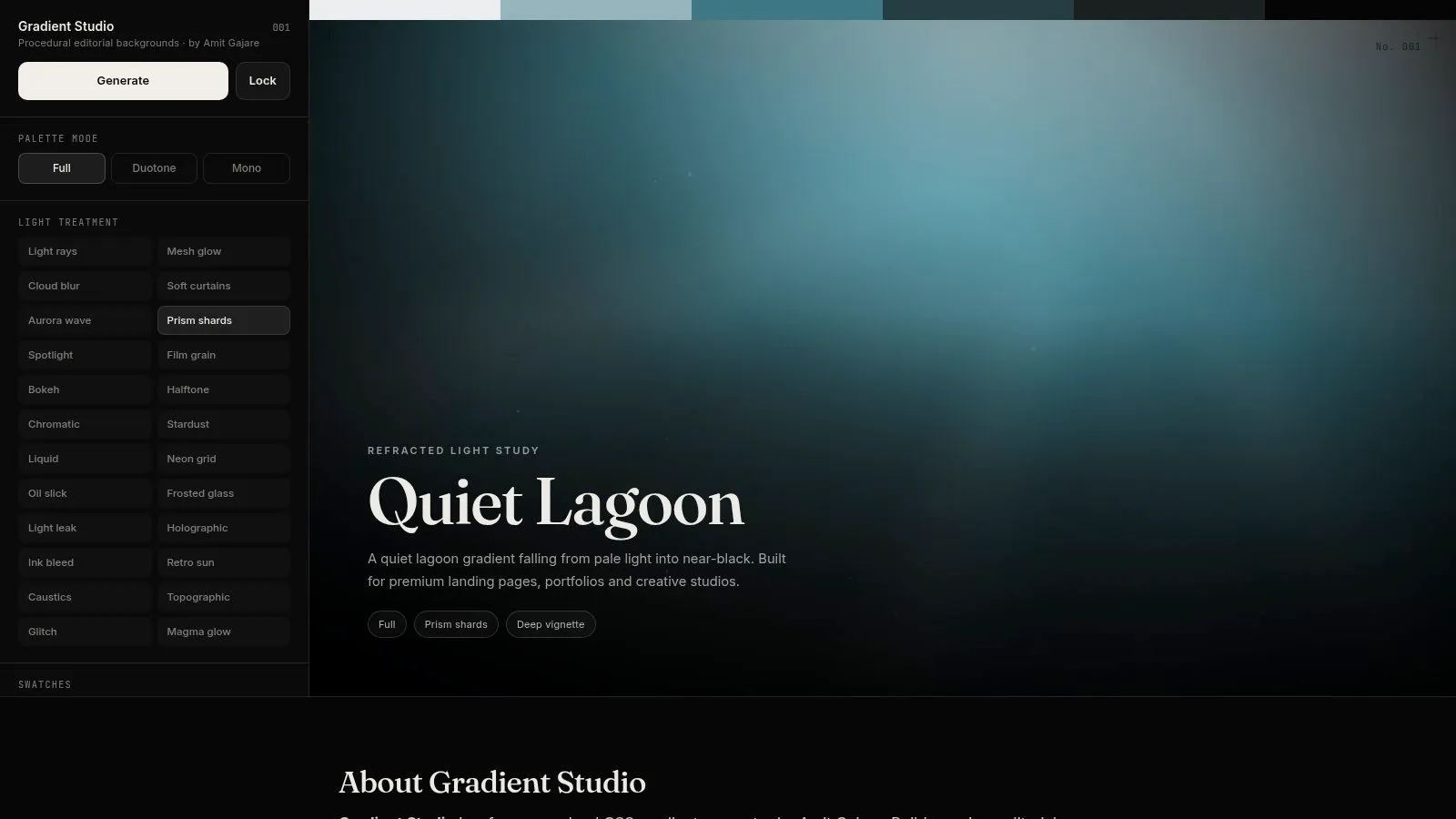 Gradient Studio procedural CSS gradient generator