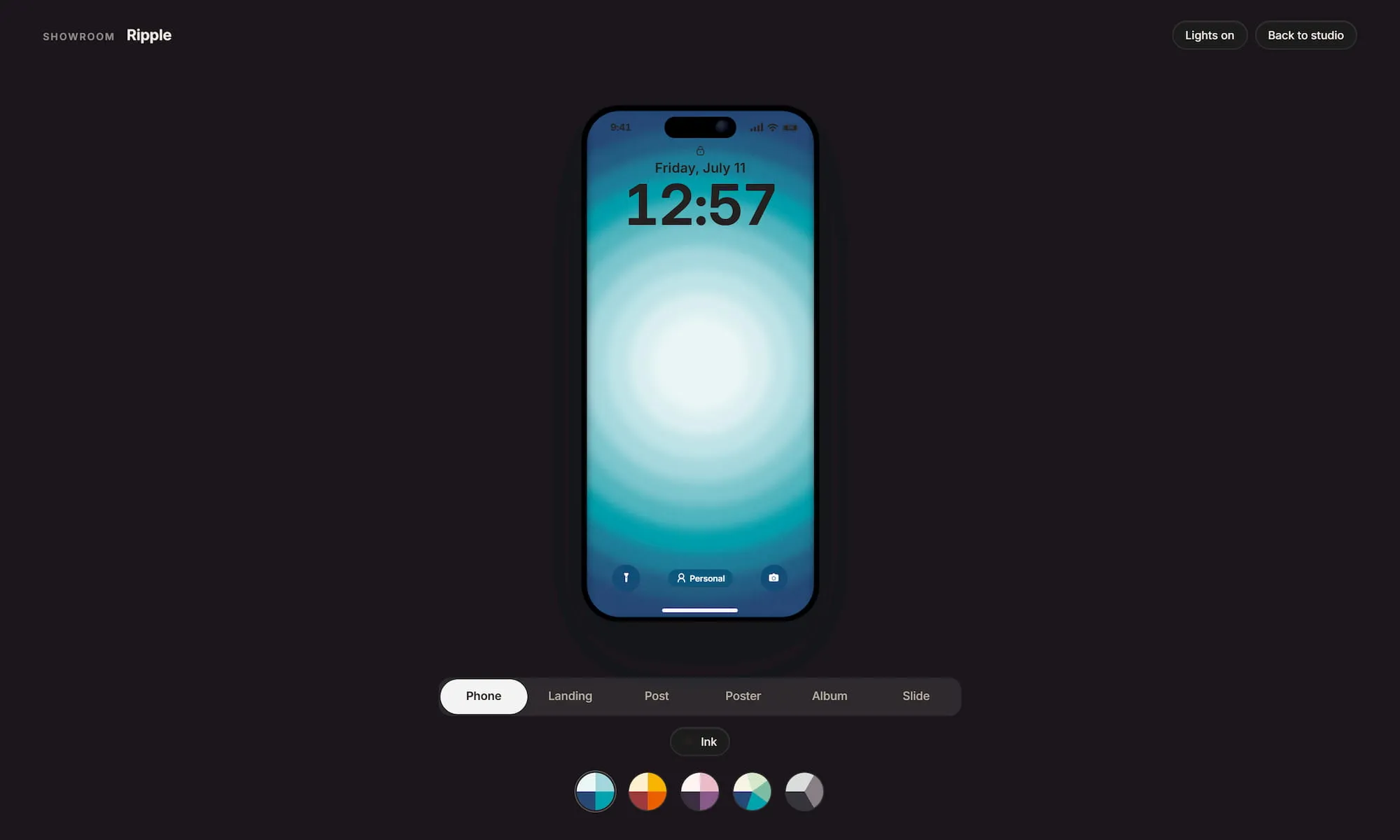 Phone preview of a Ripple gradient design