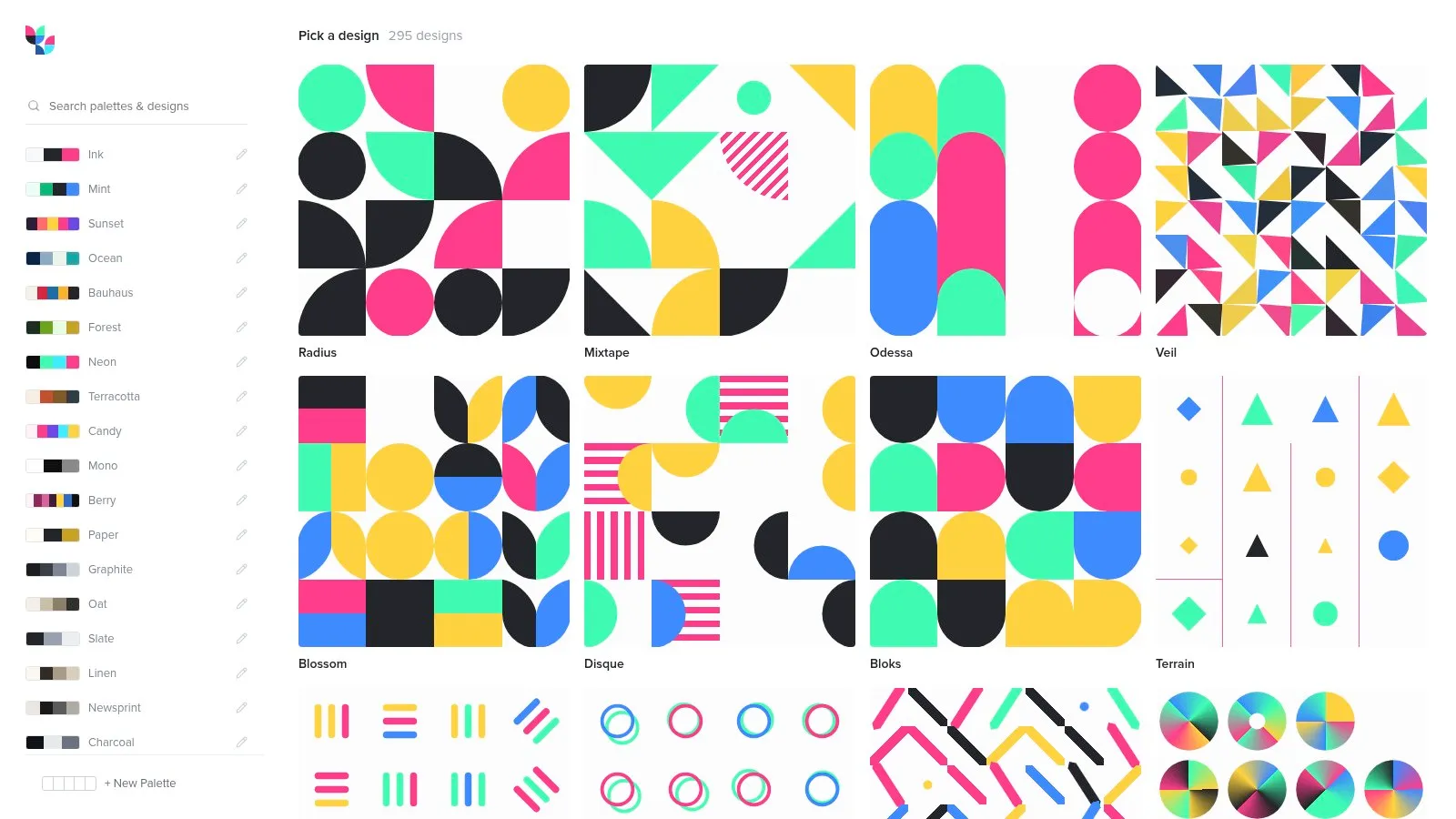 Tabbied generative pattern backgrounds