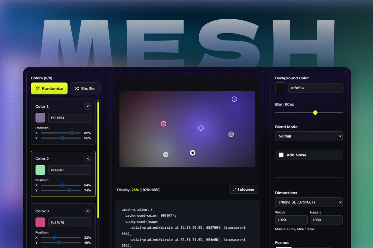Mesh Gradient Generator Tool Interface