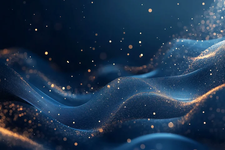 16 Blue Wave with Golden Sparkles