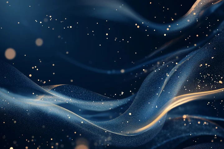 17 Ethereal Blue Silk Waves in Gold Dust
